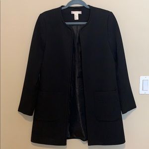 H&am Long Trench Waffle Jacket, Black